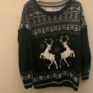 Black Christmas sweater, runs big